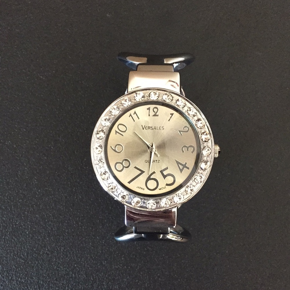 Stainless Steel Silver Studded Watch Bracelet